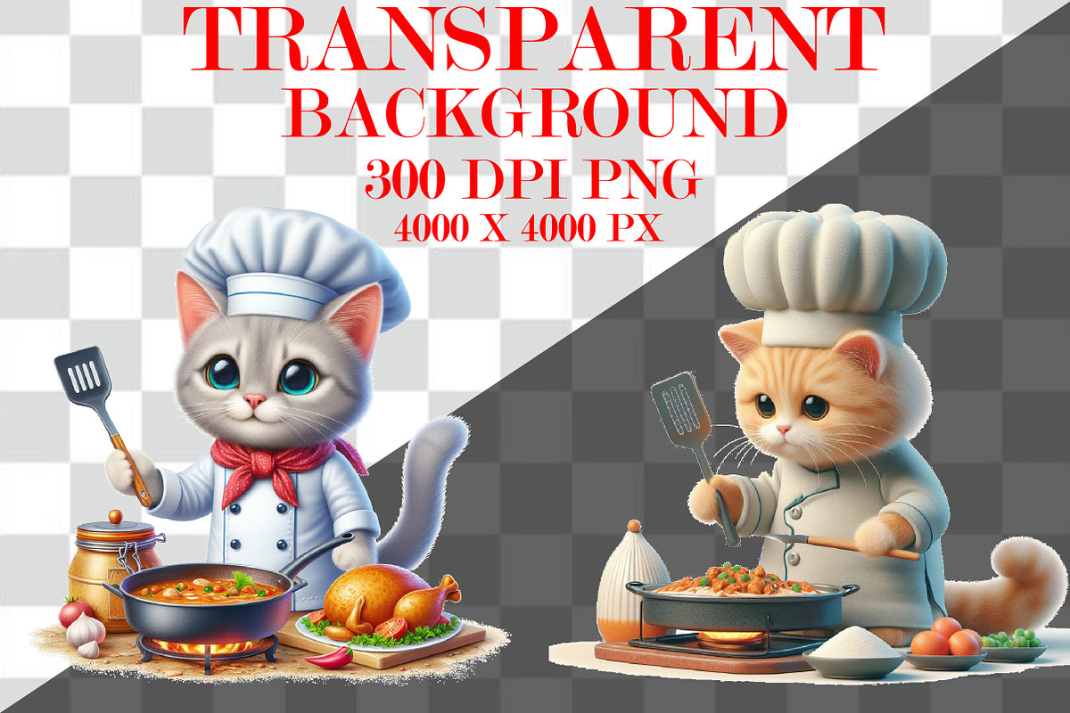 Watercolor Cute Chef Cat Clipart, an Animal Illustration by Craft Nest (Photo 3 of 5)
