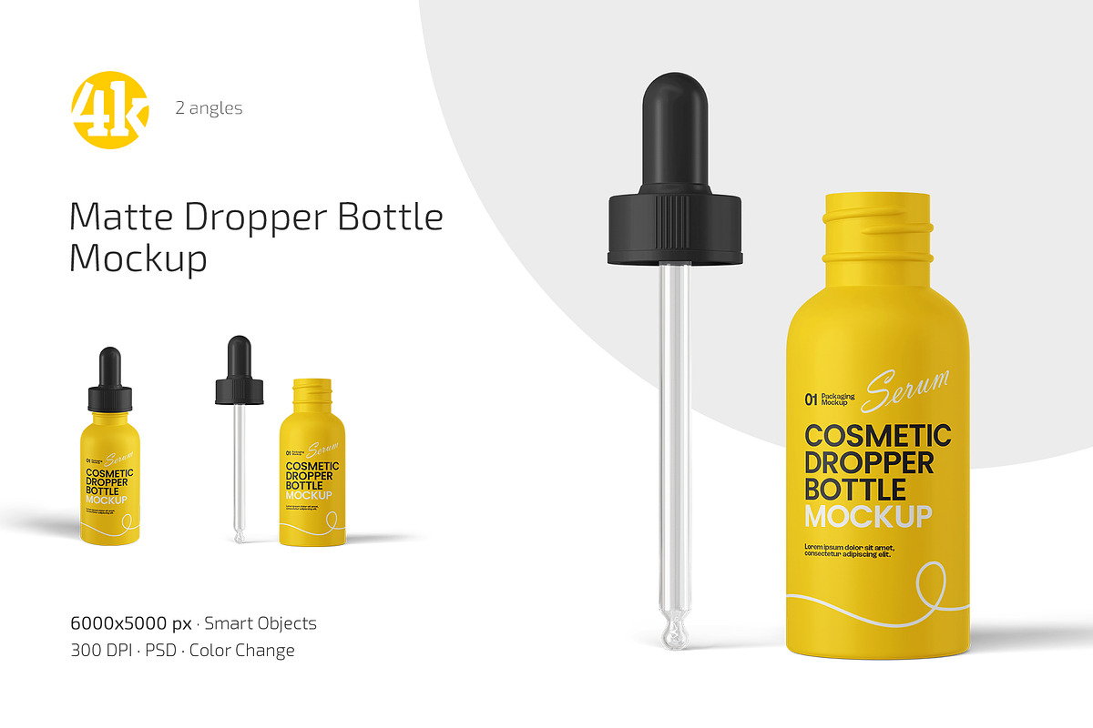 Matte Dropper Bottle Mockup Set, a Packaging Mockup by Country4k (Photo 1 of 4)