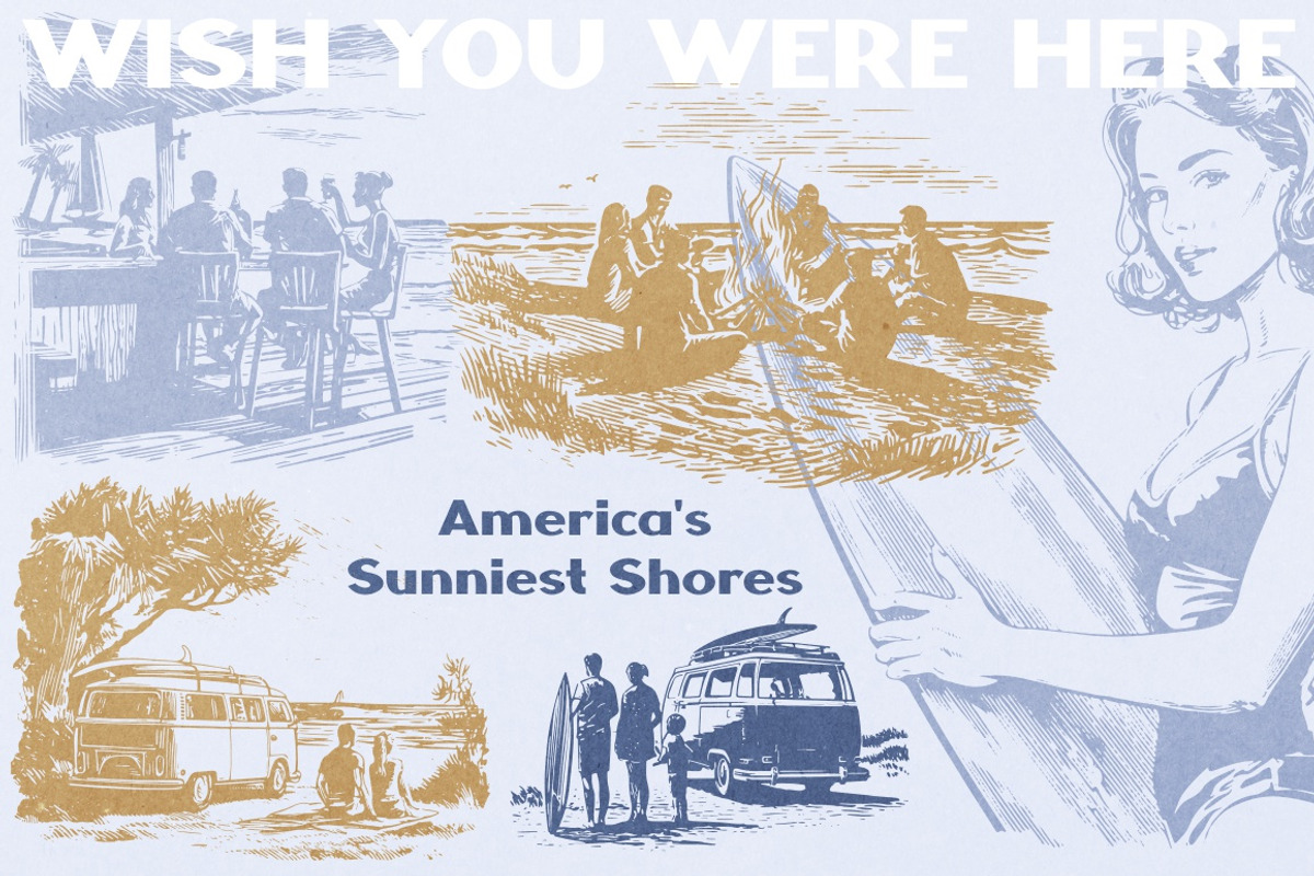 Vintage Coastal Travel Illustrations, an Object Illustration by Nocturnal Wolf (Photo 2 of 27)