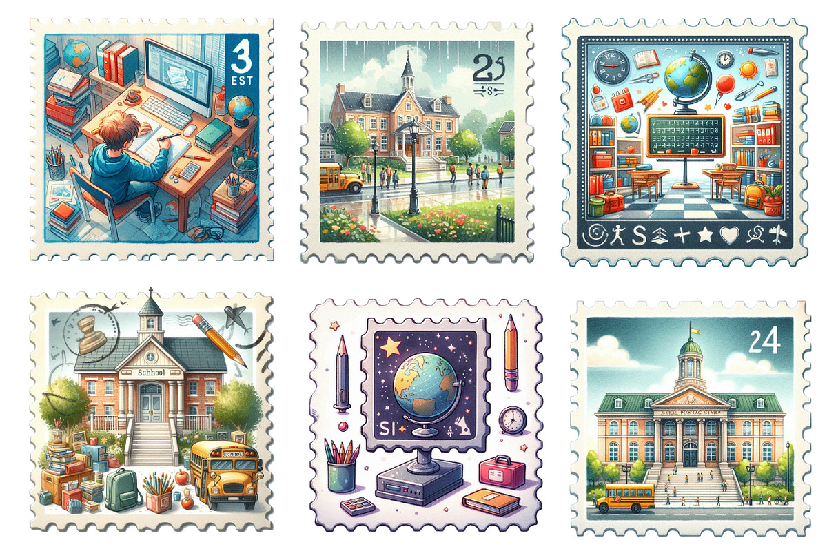 School Postage Stamp PNG, an Illustration by SinaCreation (Photo 3 of 5)
