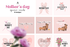 Happy Mother's Day Card Set, a Seasonal Illustration by Rose Design