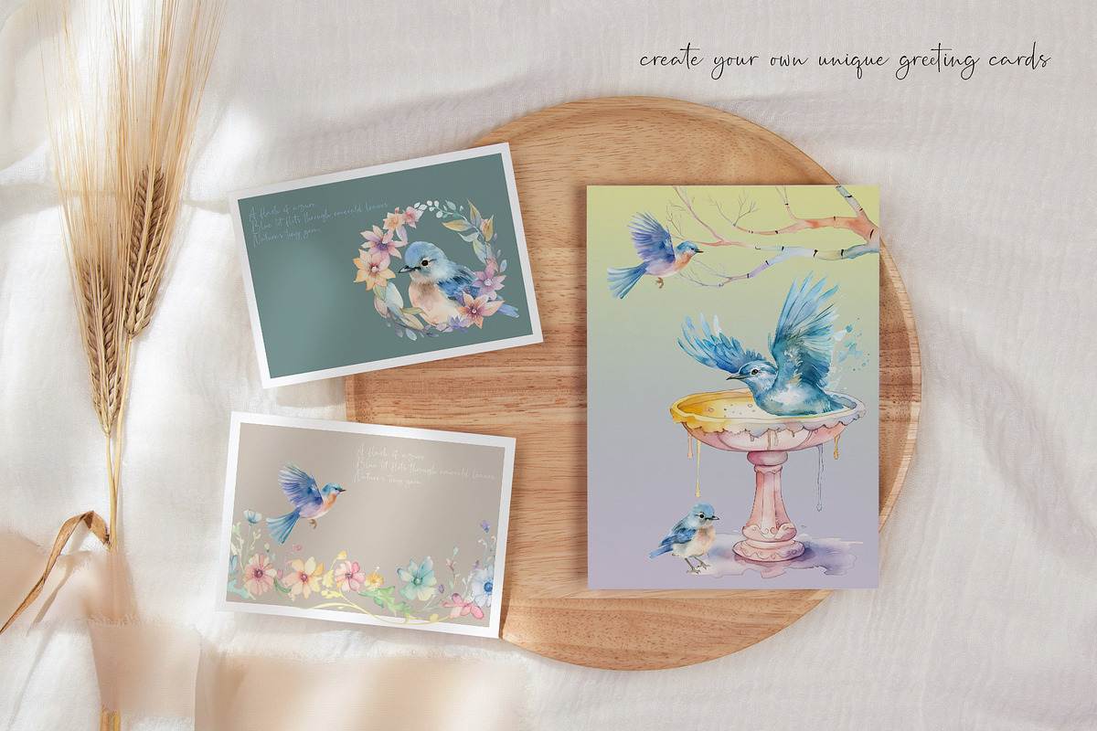 Watercolor Blue Tit Bird Nature Set, an Animal Illustration by Dazzling Art Boutique (Photo 4 of 10)