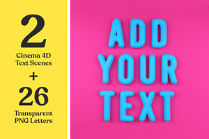 Editable 3D Text + 26 Letter PNGs