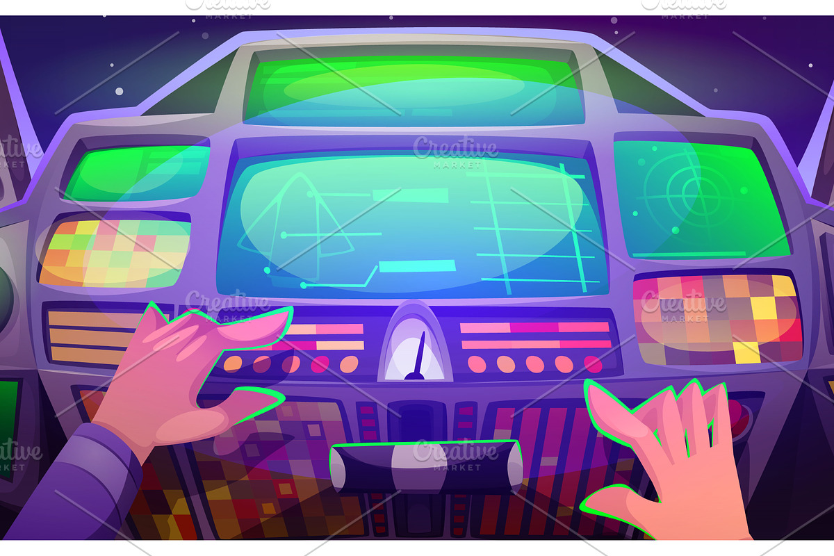 Hands on futuristic spaceship, a Transportation Illustration by art PVP - market