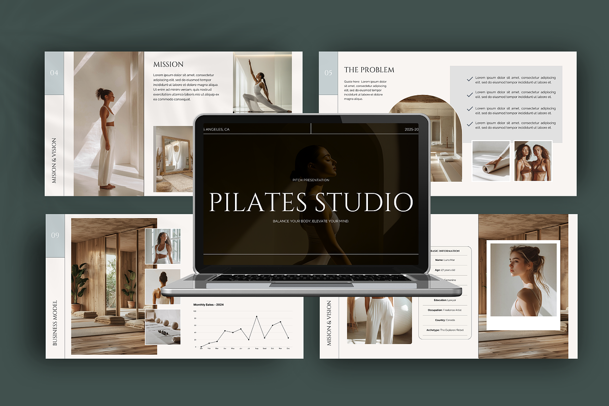 Canva Pilates Studio Pitch Deck, a Presentation Template by Bonita Digital Design (Photo 5 of 6)