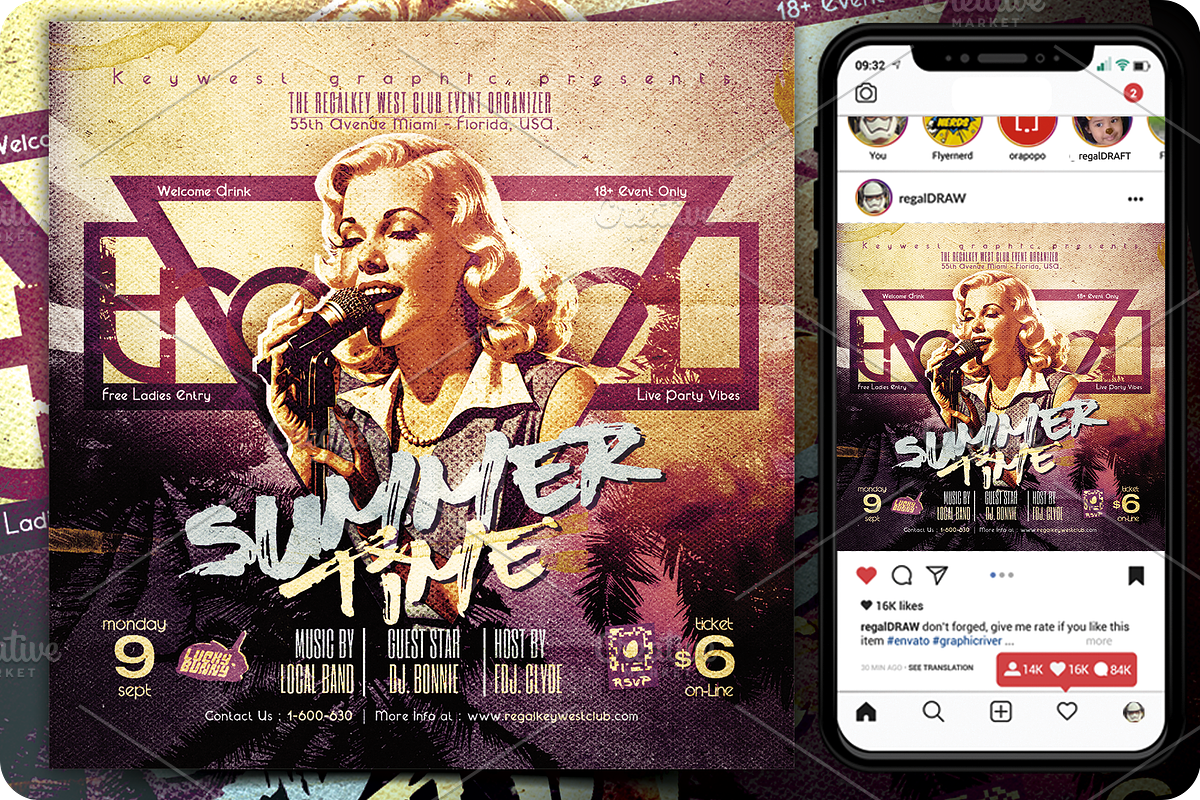 Summer Time Event Vintage Flyer, a Flyer Template by regalDRAW (Photo 1 of 2)