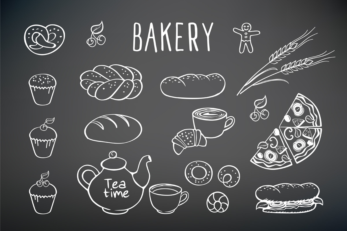 Hand drawn food elements., an Object Graphic by Tkoko vectors & patterns (Photo 10 of 12)