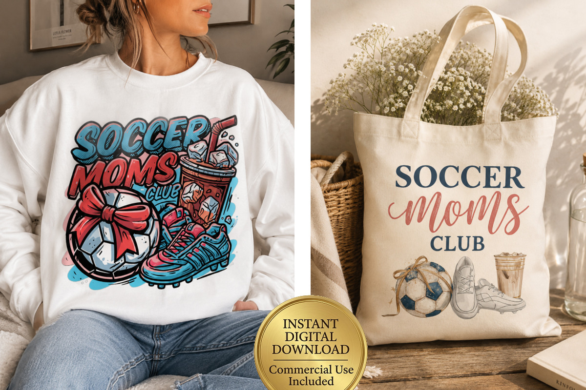 Preppy Soccer Moms Club - 12 PNG, a Sport Illustration by InkyQueenArt (Photo 5 of 6)