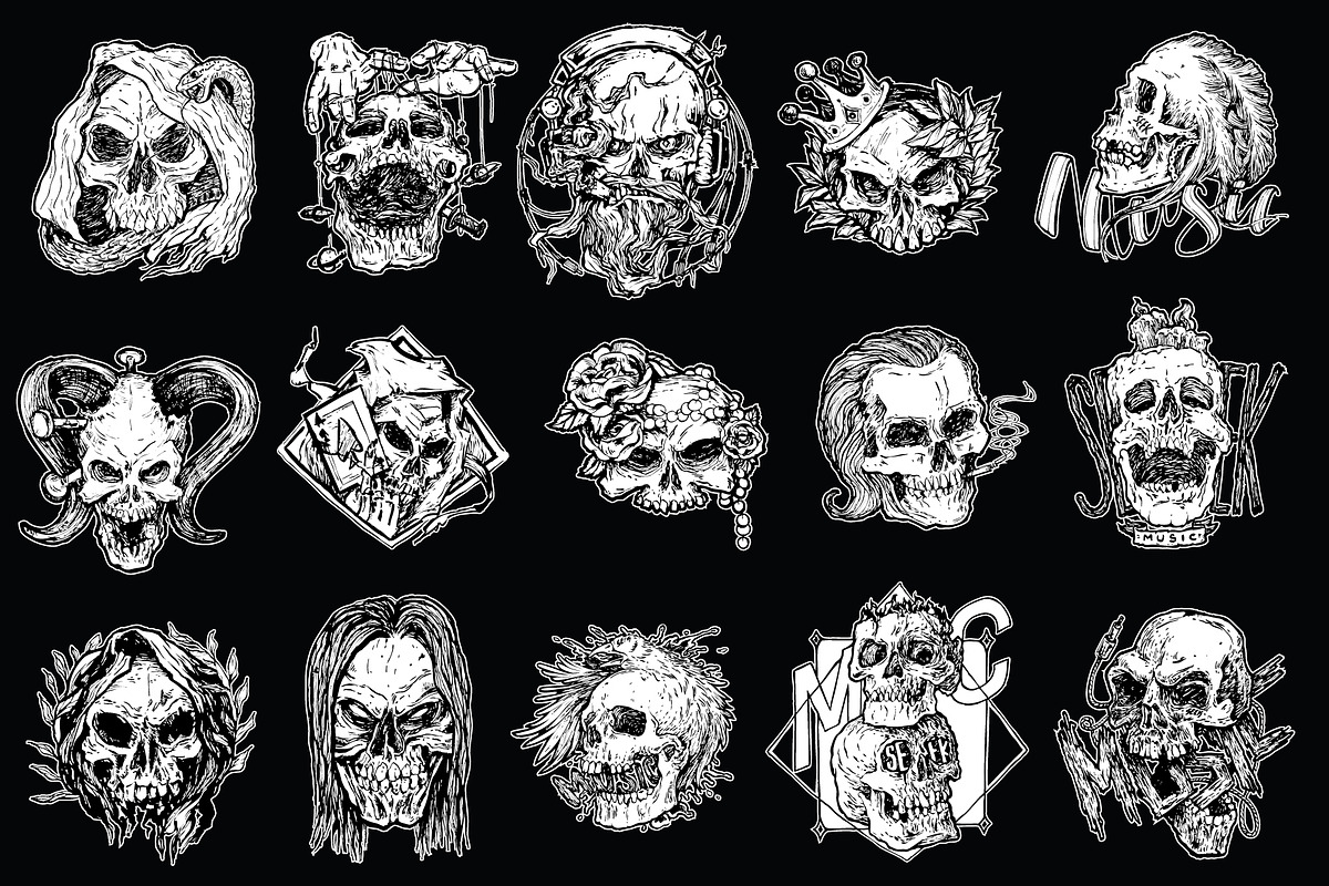 Dark Gothic Skull Illustrations, an Illustration by RalucaGheorghe (Photo 2 of 5)
