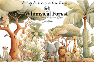 Whimsical Forest Clipart, an Illustration by DreamCafeArt