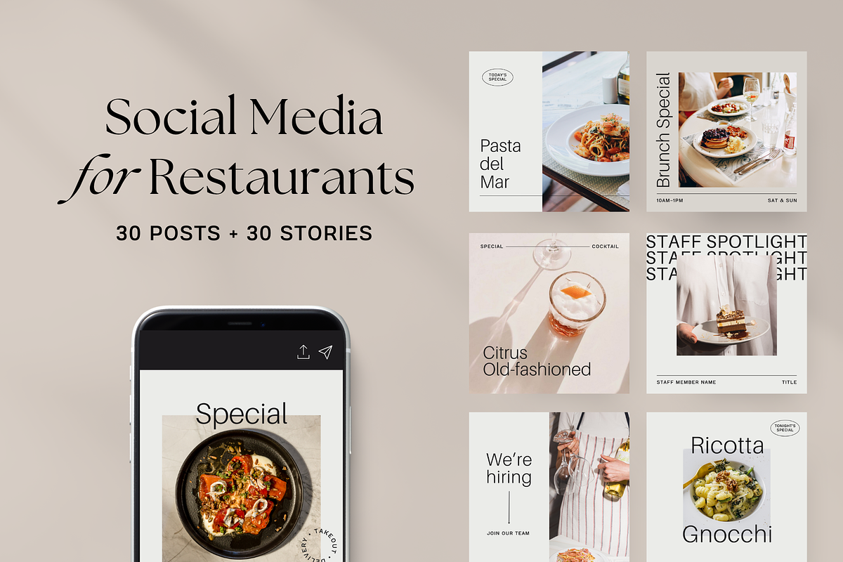 Restaurant Canva Instagram Kit, a Social Media Template by Rose & Co. (Photo 1 of 8)