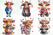 Valentine Highland Cow Clipart, an Illustration by Creative Art (Thumbnail 9 of 9)