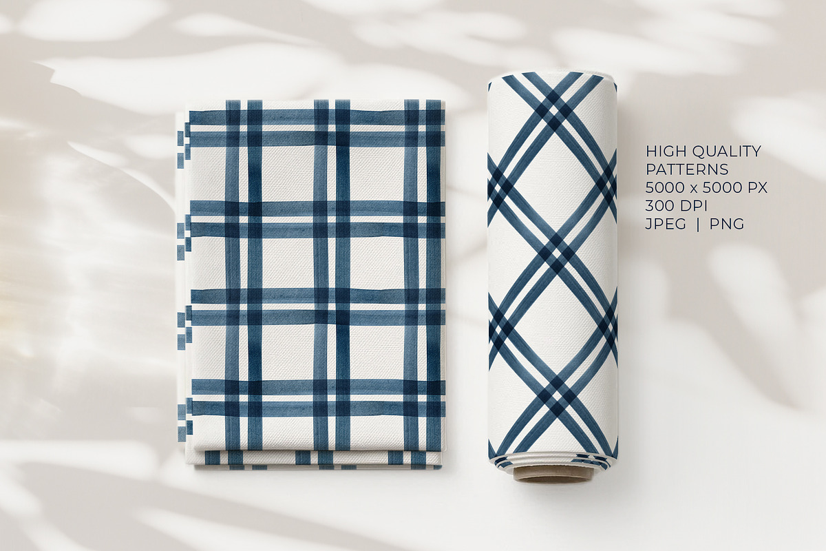 Indigo Watercolor Seamless Patterns, a Texture Illustration by YarovaArt (Photo 9 of 18)