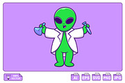 Cute Alien Scientist Holding Chemica, a Technology Illustration by Artstorystudio (Thumbnail 1 of 3)