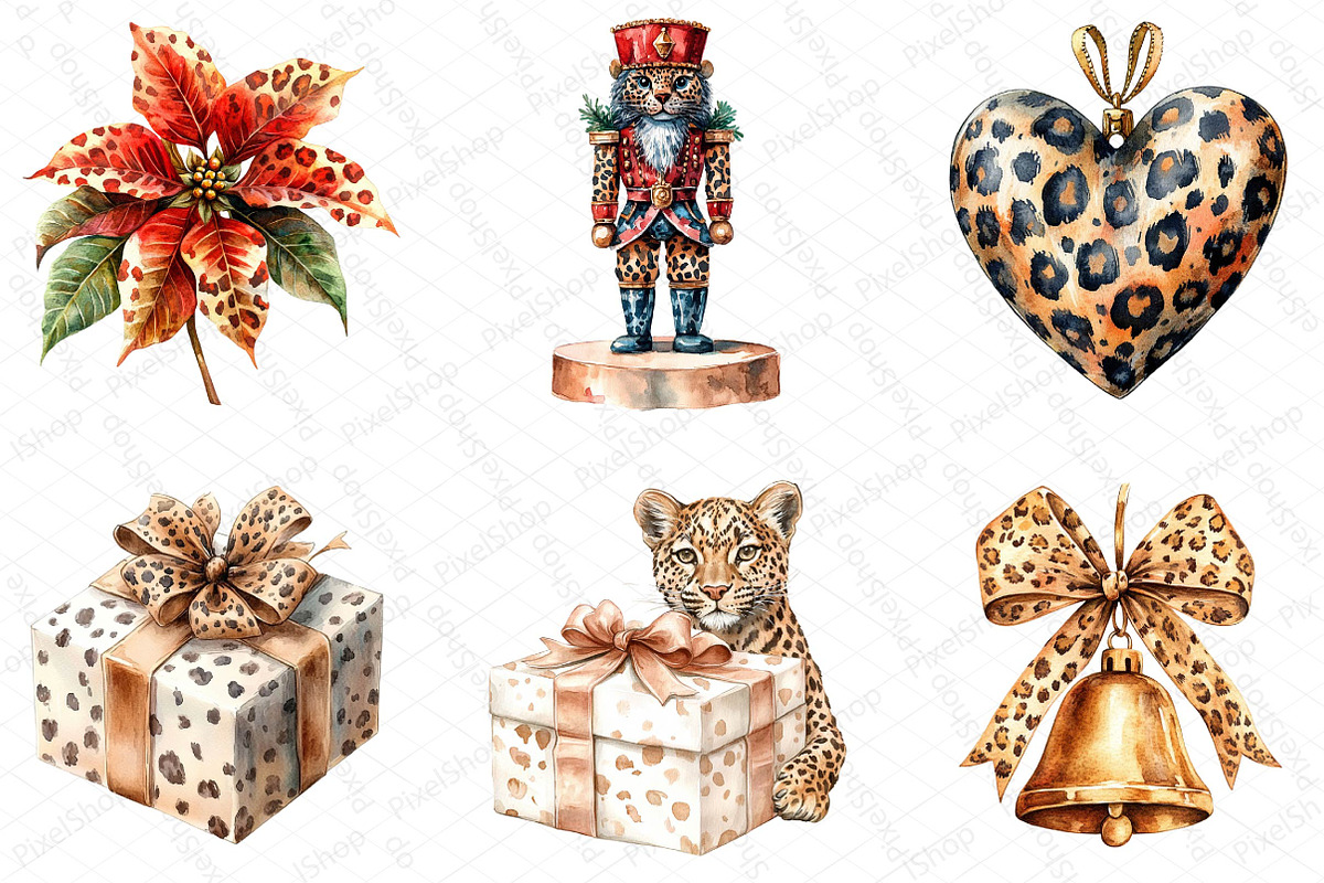 Watercolor Leopard Print Christmas, an Illustration by DreamPrint404 (Photo 4 of 7)