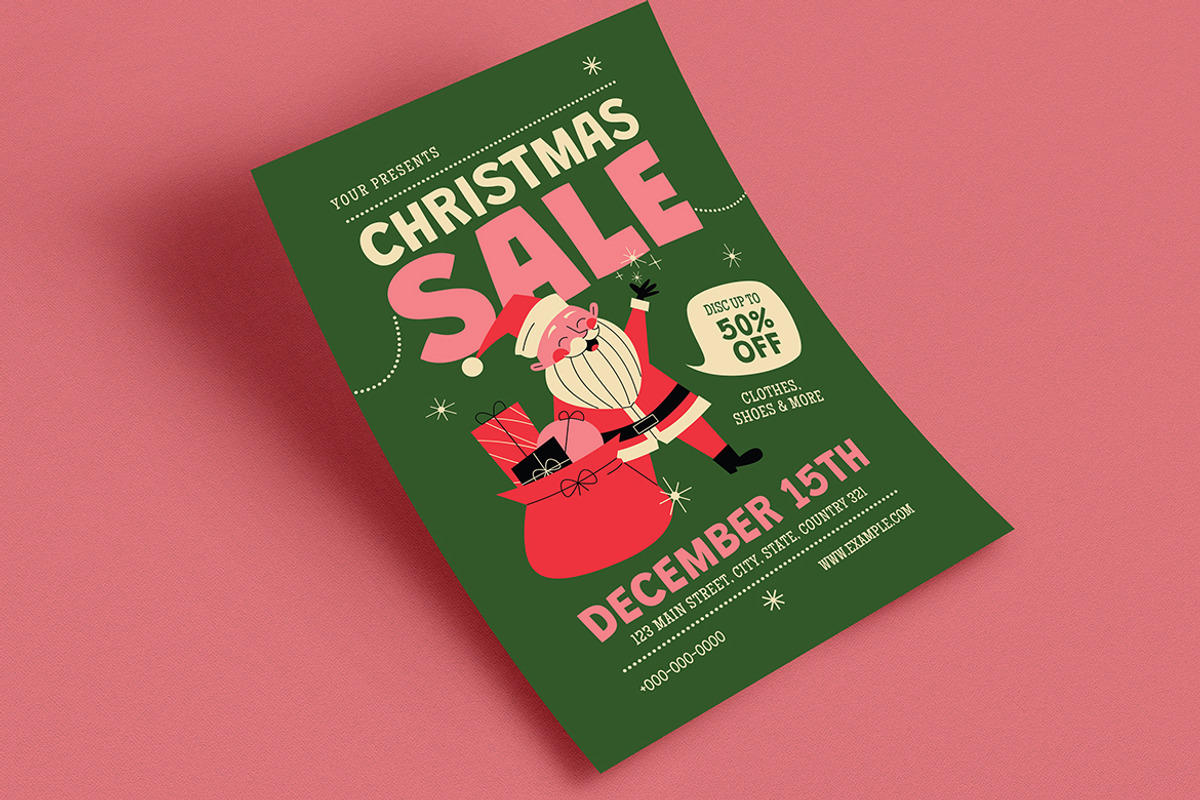 Modern Retro Christmas Sale Flyer, a Flyer Template by VectorVactory (Photo 2 of 3)