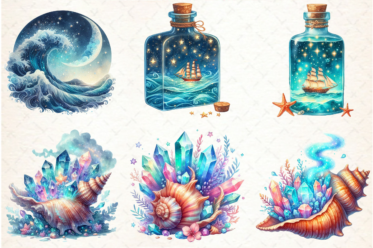 Magical Ocean Sublimation Clipart, an Illustration by Libby Wishes (Photo 3 of 7)