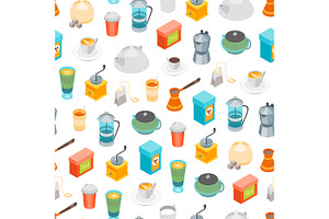 Tea And Coffee Set 3d Isometric