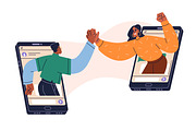 People giving hive five online set, a Technology Illustration by Good Studio (Thumbnail 2 of 4)
