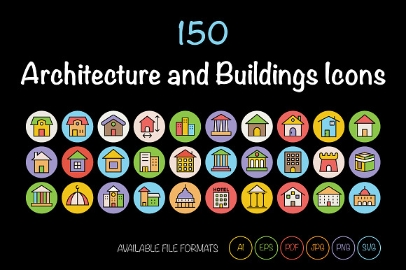 150 Architecture and Buildings Icons preview 4