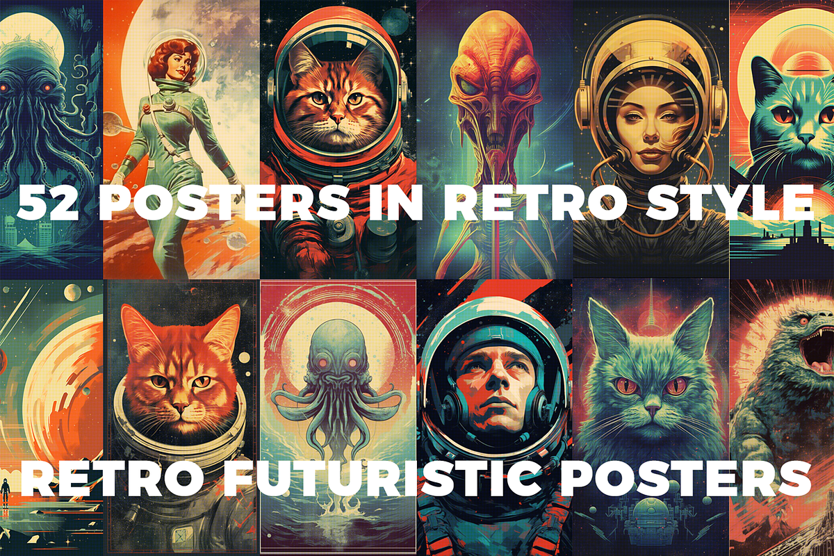 Retro Futuristic Posters, a Decorative Illustration by Fox's Monday (Photo 2 of 7)