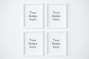 Set X4 White Frame 8x10 Inch Mockup