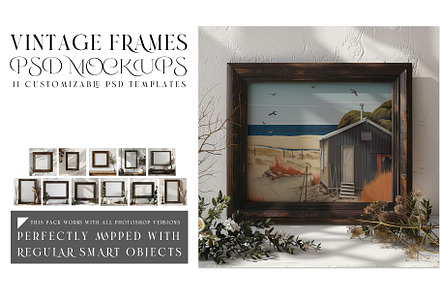 Vintage Frames Mockups Various Sizes, a Household Mockup by mock-ups