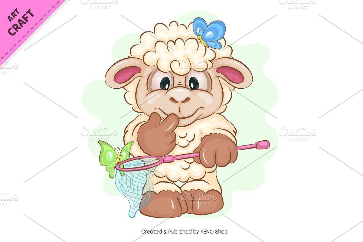 Set of Cartoon Sheeps 01. Clipart., an Animal Illustration by KENO Mascots (Photo 6 of 7)
