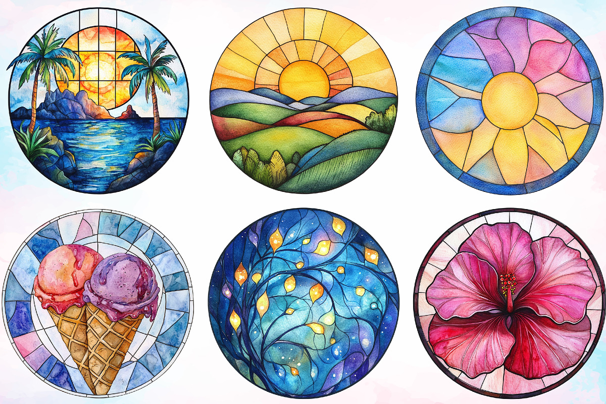 Round Stained Glass Summer, an Illustration by Canvas Craft (Photo 5 of 5)