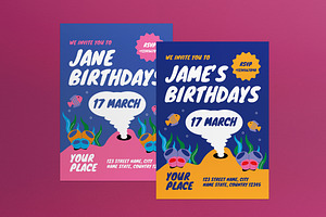 Blue Kids Birthday Party Invitation, an Invitation Template by graphicook