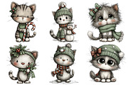 Whimsical Christmas Cat Clipart, an Illustration by Pixels.Craft (Thumbnail 2 of 6)