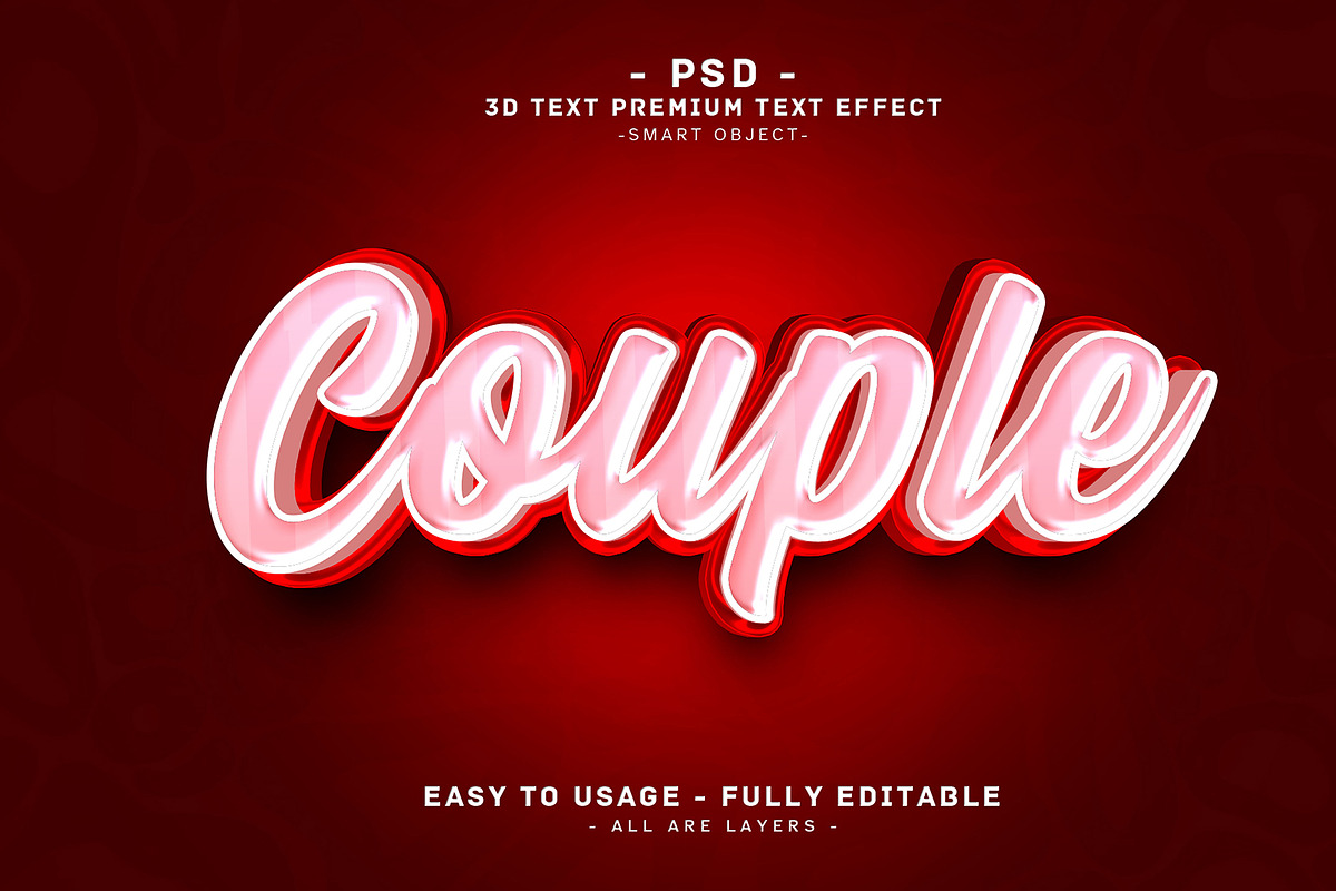 Couple 3D Editable Psd Text Effect, a Layer Style Add-On by Md Jahidul99