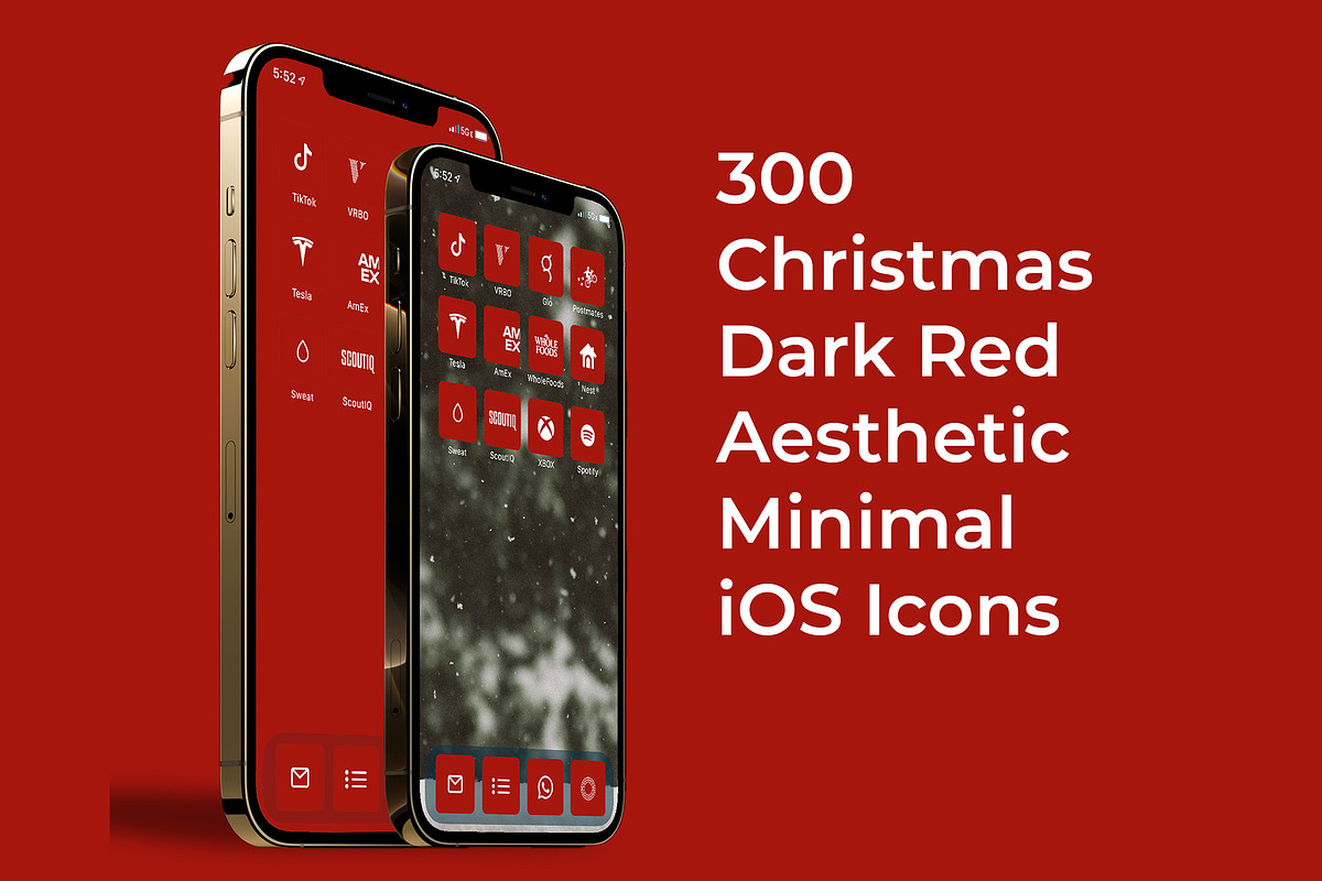 300 Christmas Dark Red iOS 14 Icons, an Icon by A Good Design Studio (Photo 1 of 5)