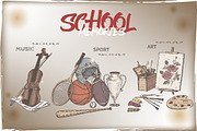 School memories vintage sketch set, a Graphic by Quetzal Art (Thumbnail 5 of 6)