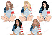 4th of July Girls Clipart, a Person Illustration by GlamArtZhanna (Thumbnail 3 of 4)