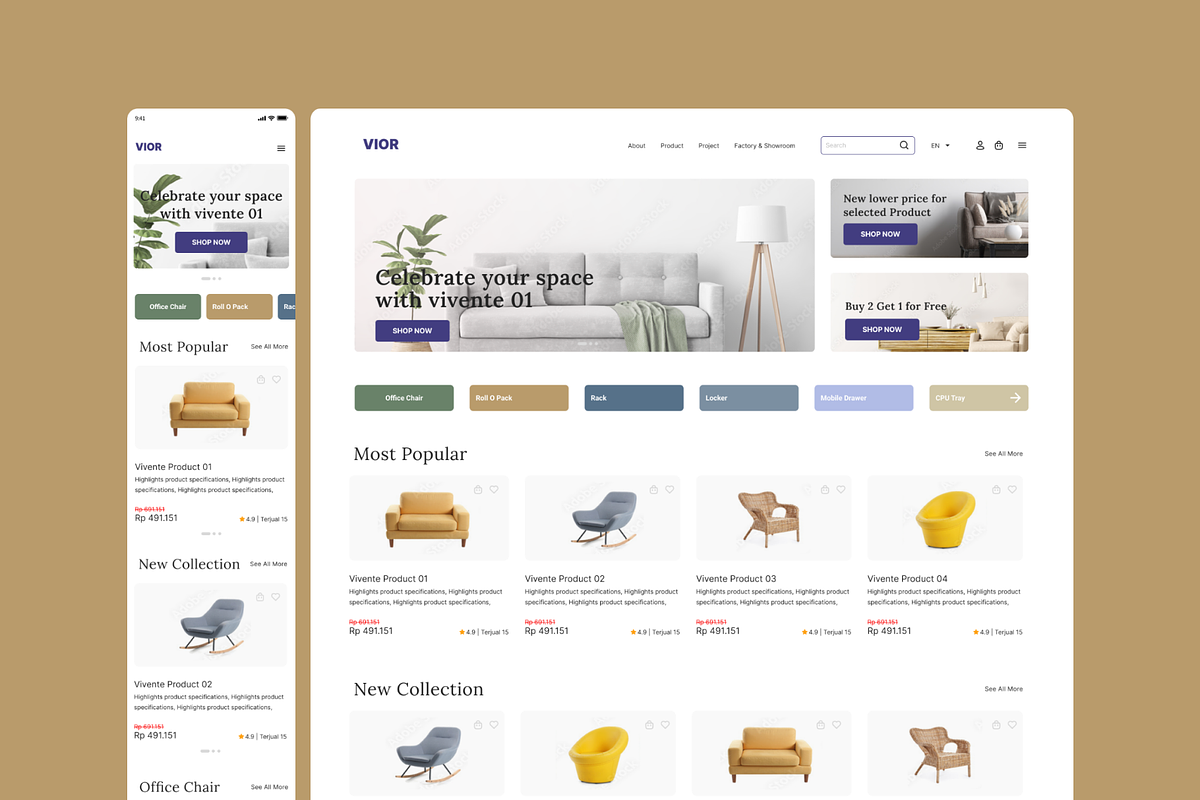 VIOR - Modern Furniture Landing Page, a Landing Page Template by herruadi (Photo 5 of 5)