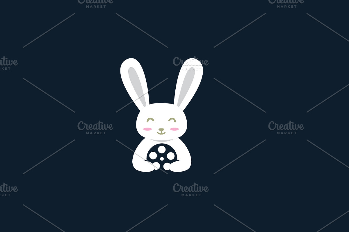 pets rabbit with movie cute logo, a Branding & Logo Template by devastd