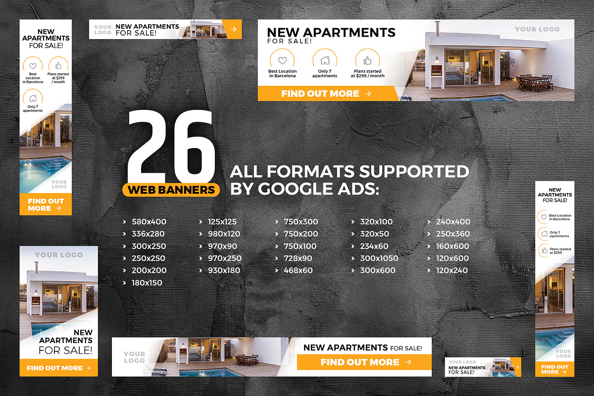 Banners Pack 26 sizes for Google Ads, a Templates & Theme by Better Be a Designer (Photo 2 of 3)