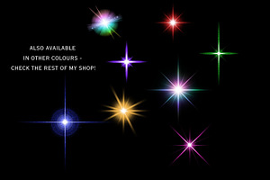 Silver Glitter Star PNG Overlay Set