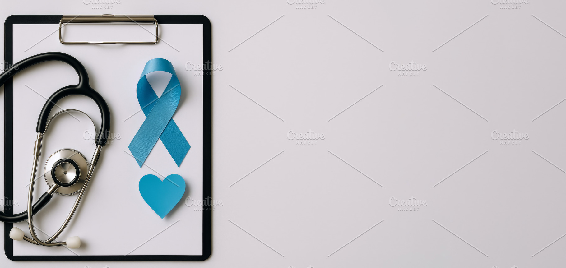 Men health awareness concept with stethoscope and blue ribbon on, a Photo by Dvoevnore photos