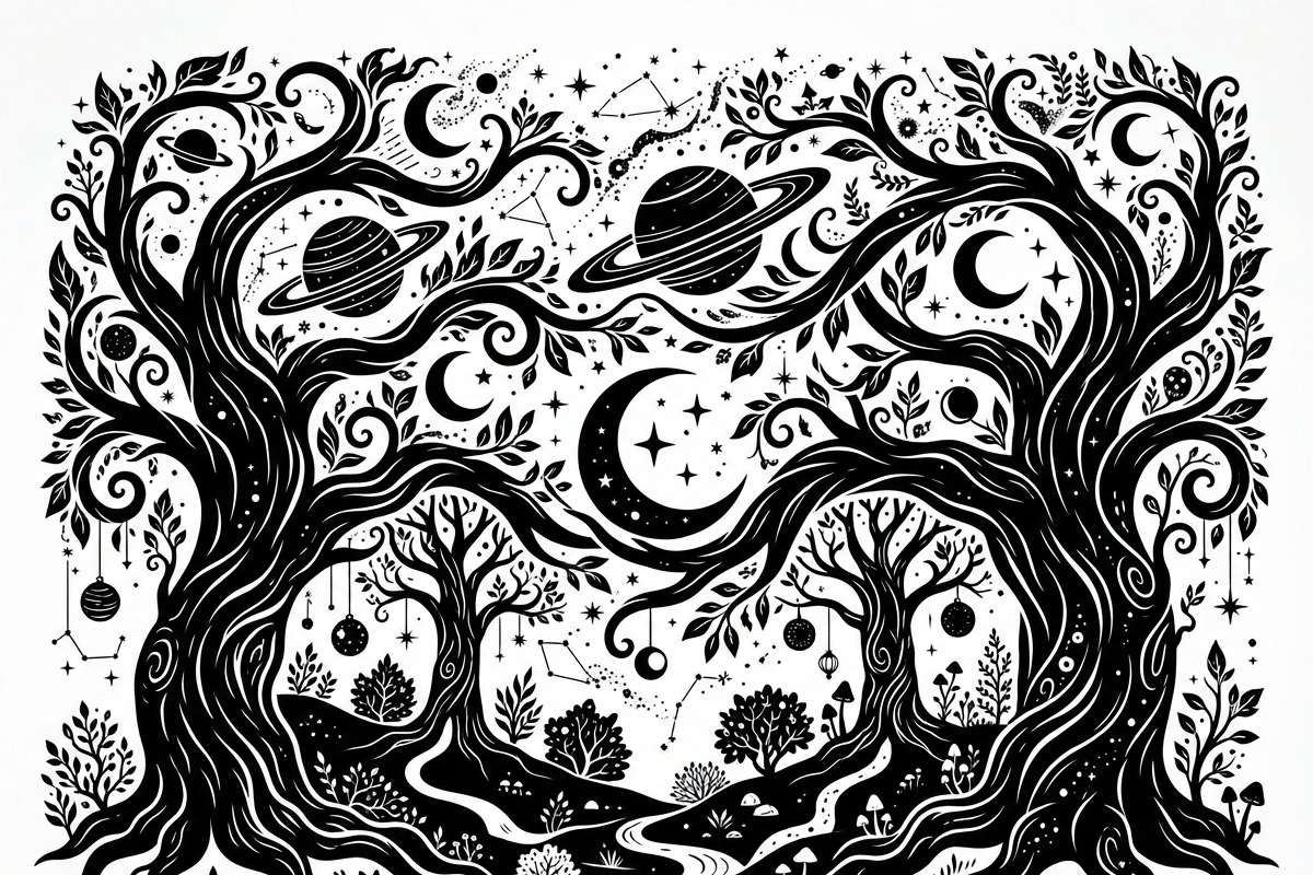 50 Mystical Galaxy Forest Silhouette, a Technology Illustration by Amazin_art (Photo 33 of 34)