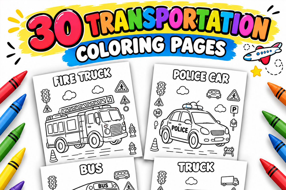 Transportation Coloring Book for Kid, an Education Illustration by Mohammad Sarfaraz (Photo 14 of 17)