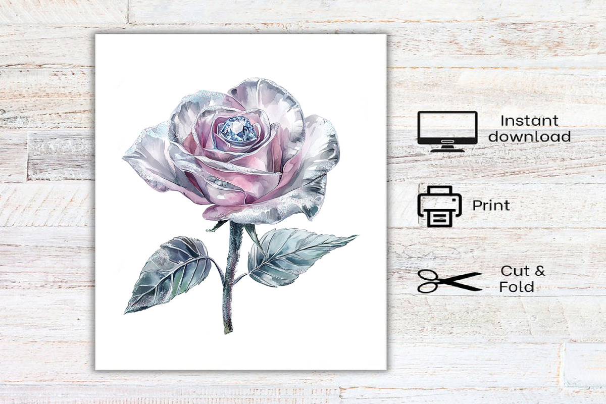 Black and Silver Glam Roses Clipart, an Illustration by Canvas Craft (Photo 9 of 9)