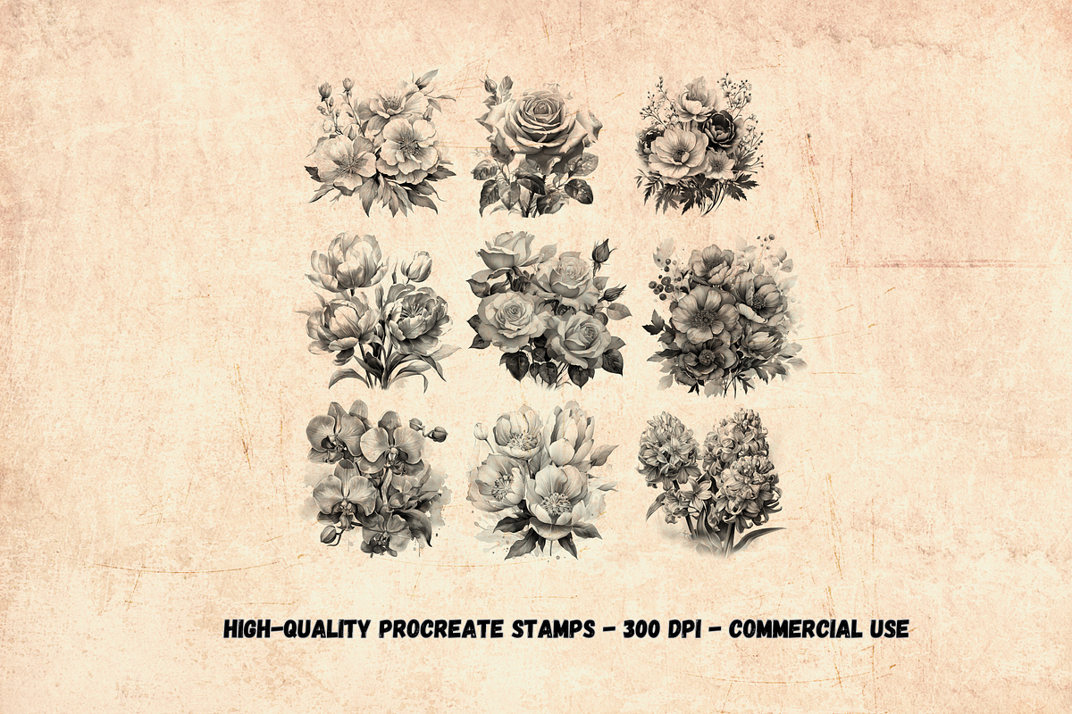 110 + Flowers Stamps for Procreate, a Brushes & More by Torus1 (Photo 4 of 8)