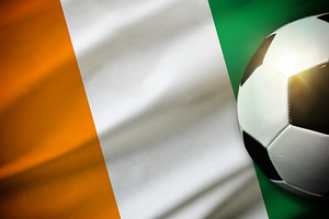 Ivory Coast Flag with Soccer Ball Close-Up, a Sports & Recreation Photo by Davizro's Market