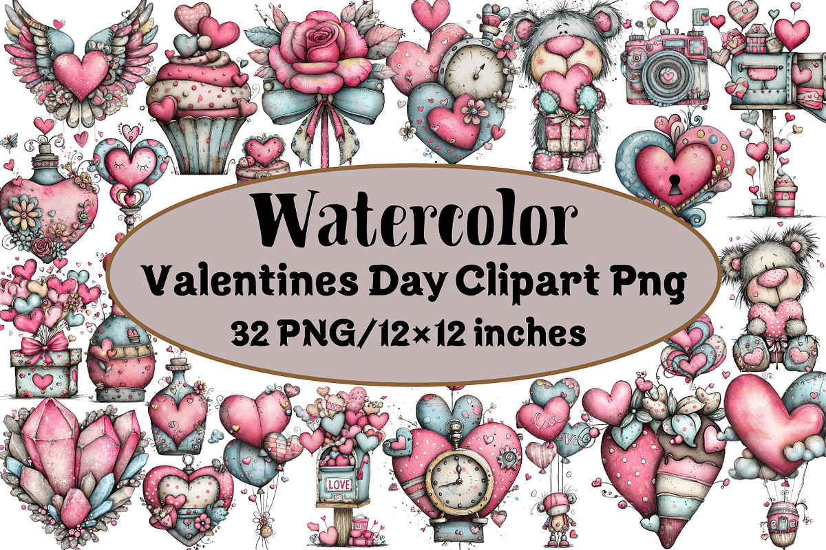 Valentines Day Clipart Png, an Illustration by Design Market (Photo 1 of 3)