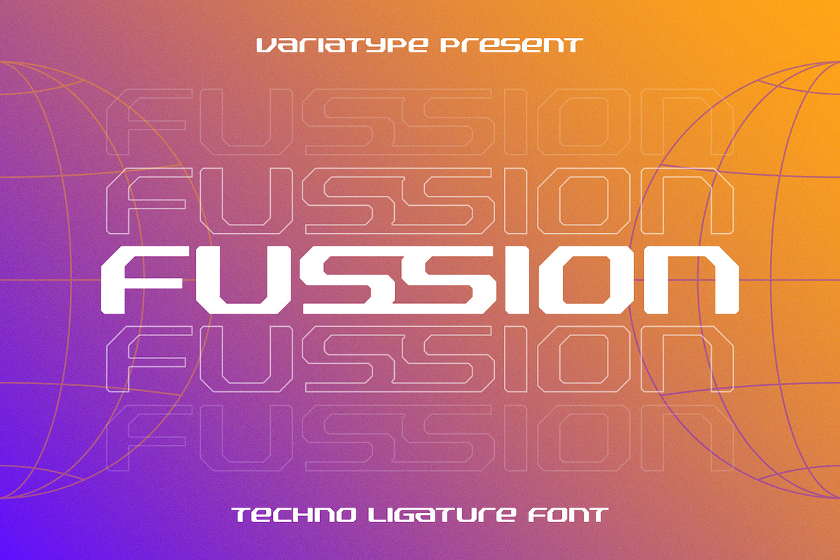 Fussion - Techno Ligature, a Sans Serif Font by Variatype (Photo 1 of 11)