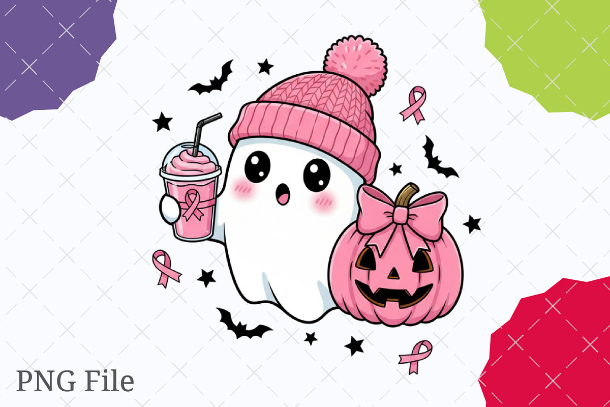 Spooky Ghost Breast Cancer Halloween, an Illustration by designcity5 (Photo 1 of 8)