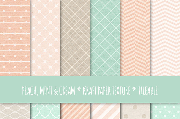 Peach & Mint Seamless Patterns preview 2