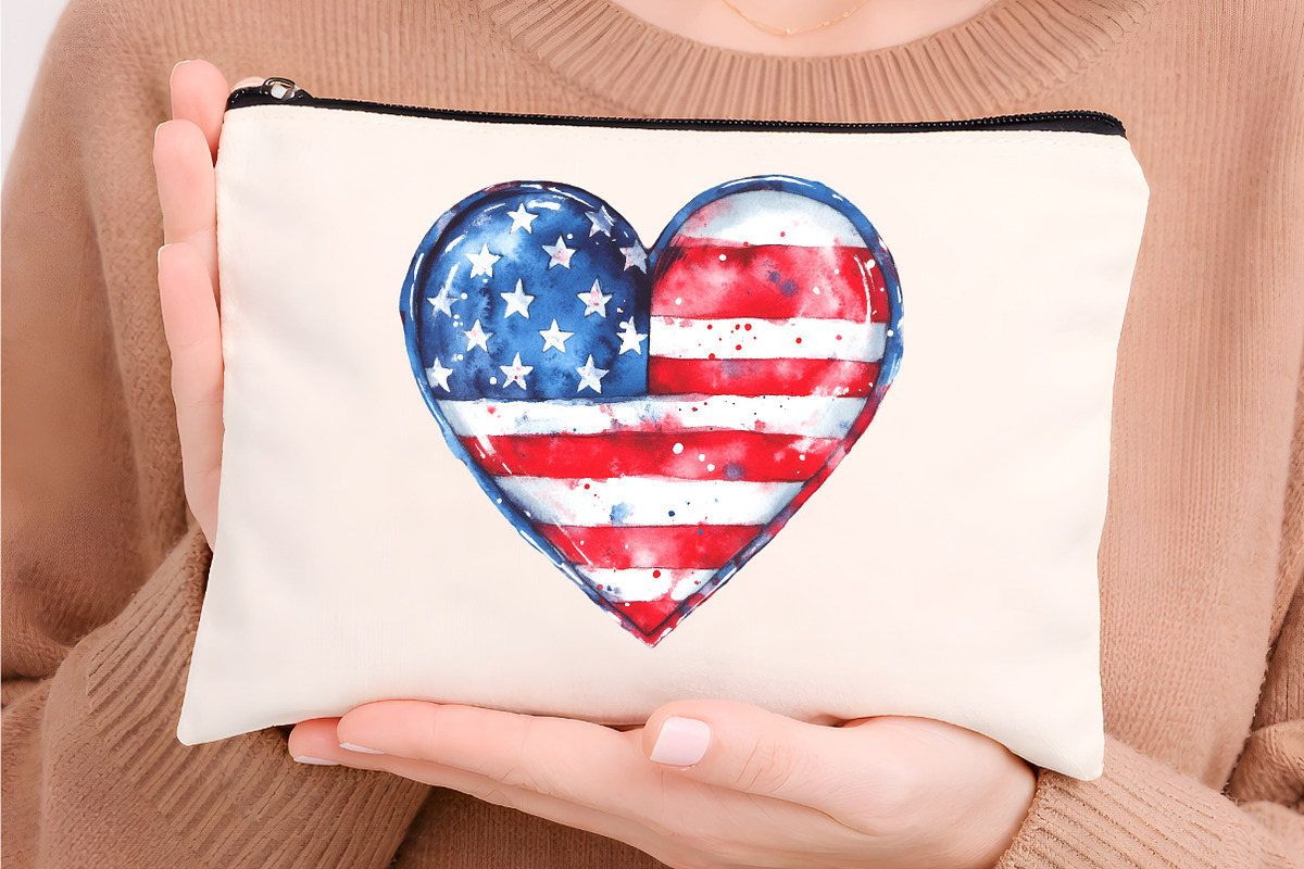 Watercolor Patriotic Hearts Clipart, an Illustration by Digital Artistic99 (Photo 5 of 9)